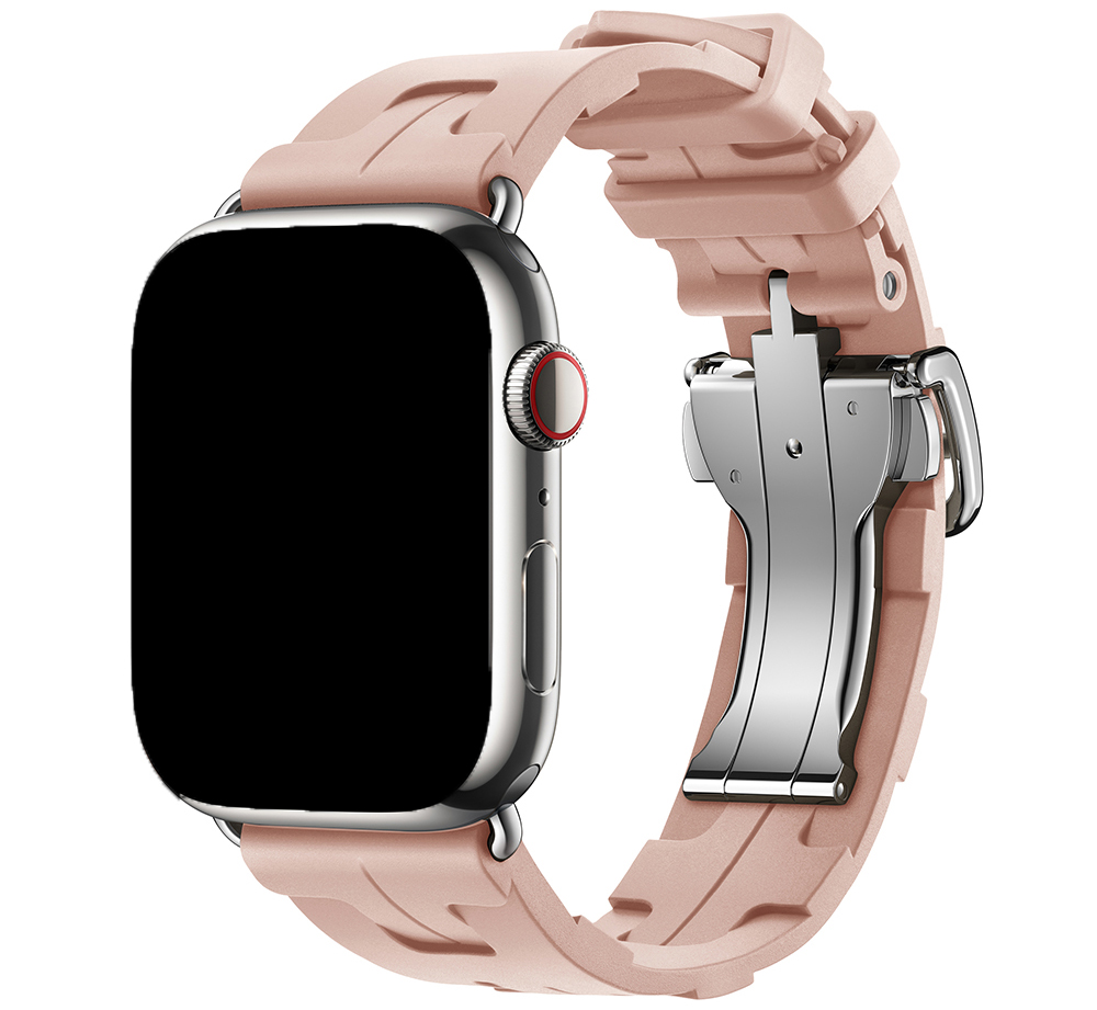 Bracelet sport Hermès simple tour kilim Apple Watch - sable rose