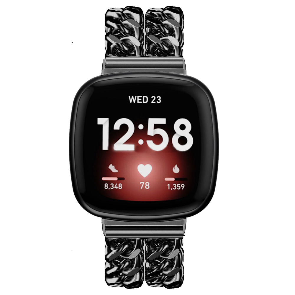 Bracelet acier cow-boy Fitbit Versa 3 / Sense - noir
