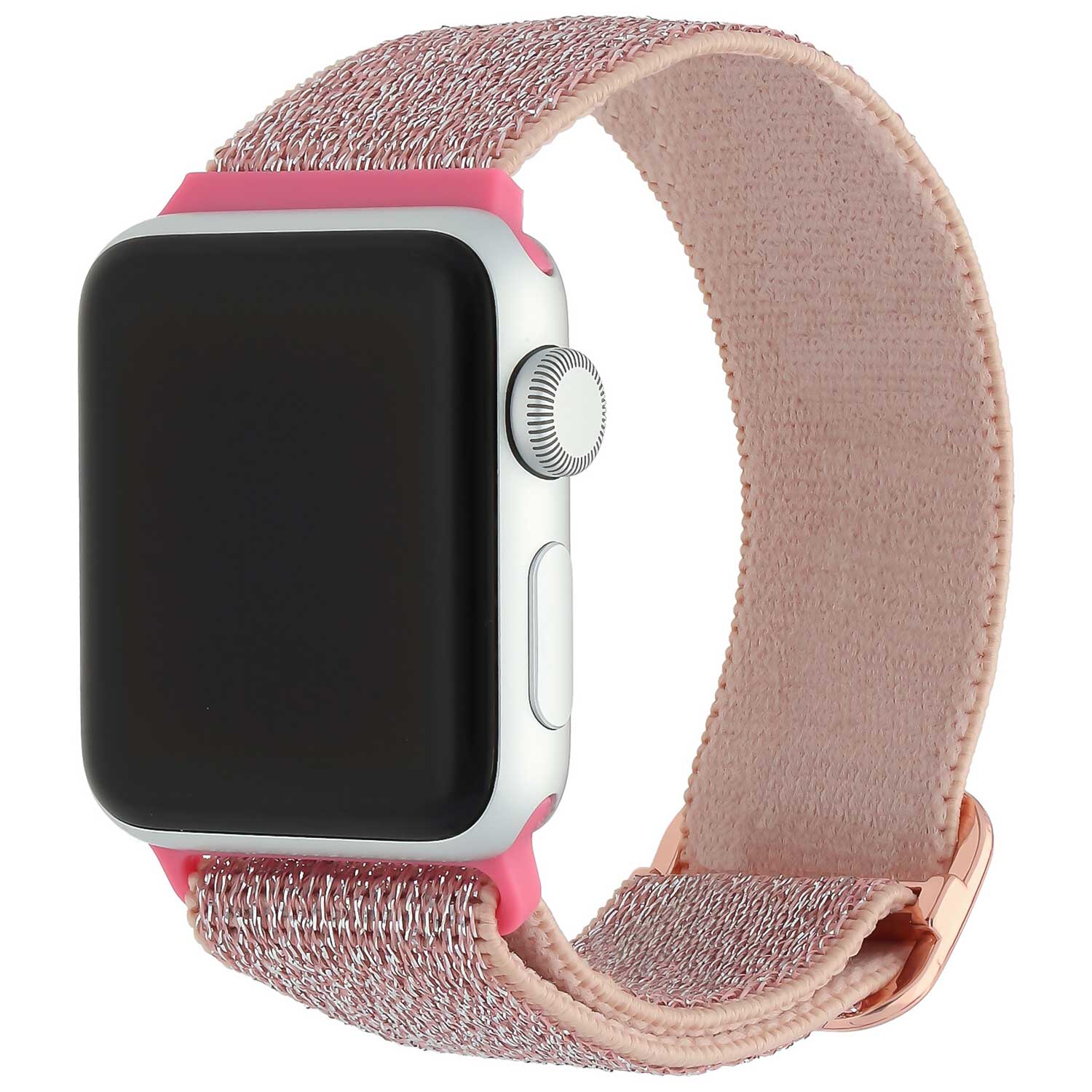 Bracelet nylon solo Apple Watch - rose pâle pailleté