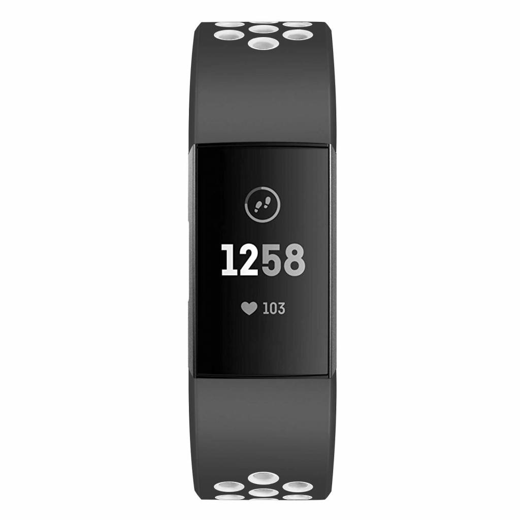 Bracelet sport double Fitbit Charge 3 & 4 - noir blanc