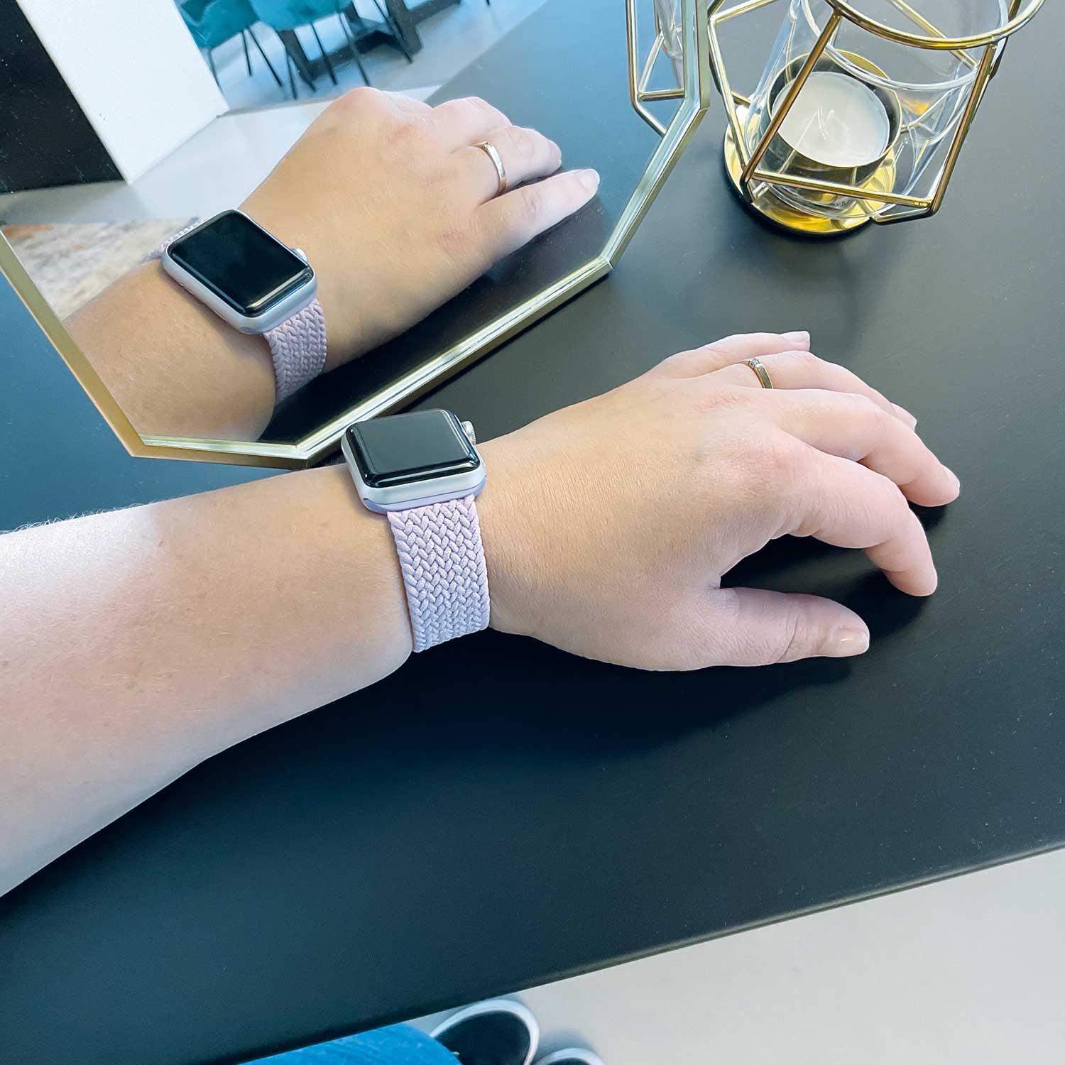 Bracelet nylon Boucle unique tressé Apple Watch - violet clair