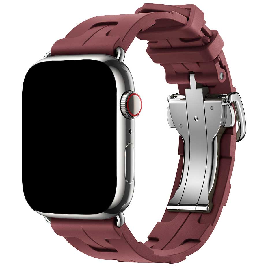 Bracelet sport Hermès simple tour kilim Apple Watch - rouge