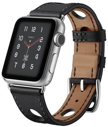 Bracelet en cuir Hermès Apple Watch - noir