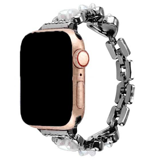 Bracelet à maillons en acier cœur Apple Watch - Demi noir