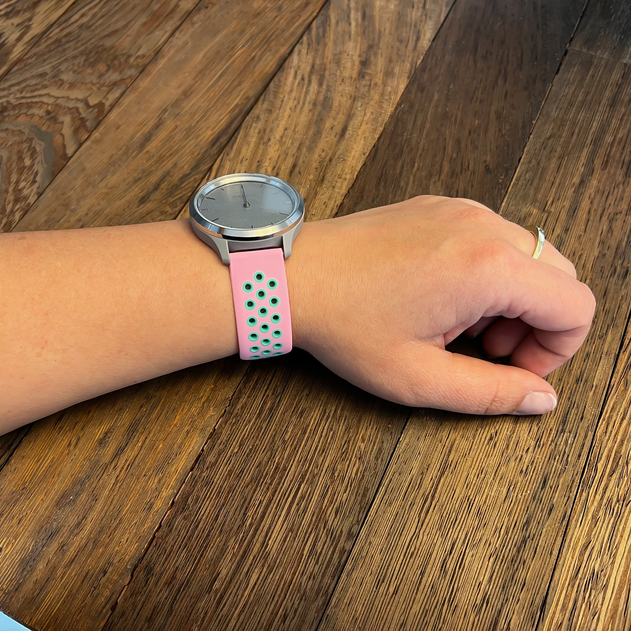 Bracelet sport double Garmin Vivoactive / Vivomove - rose sarcelle