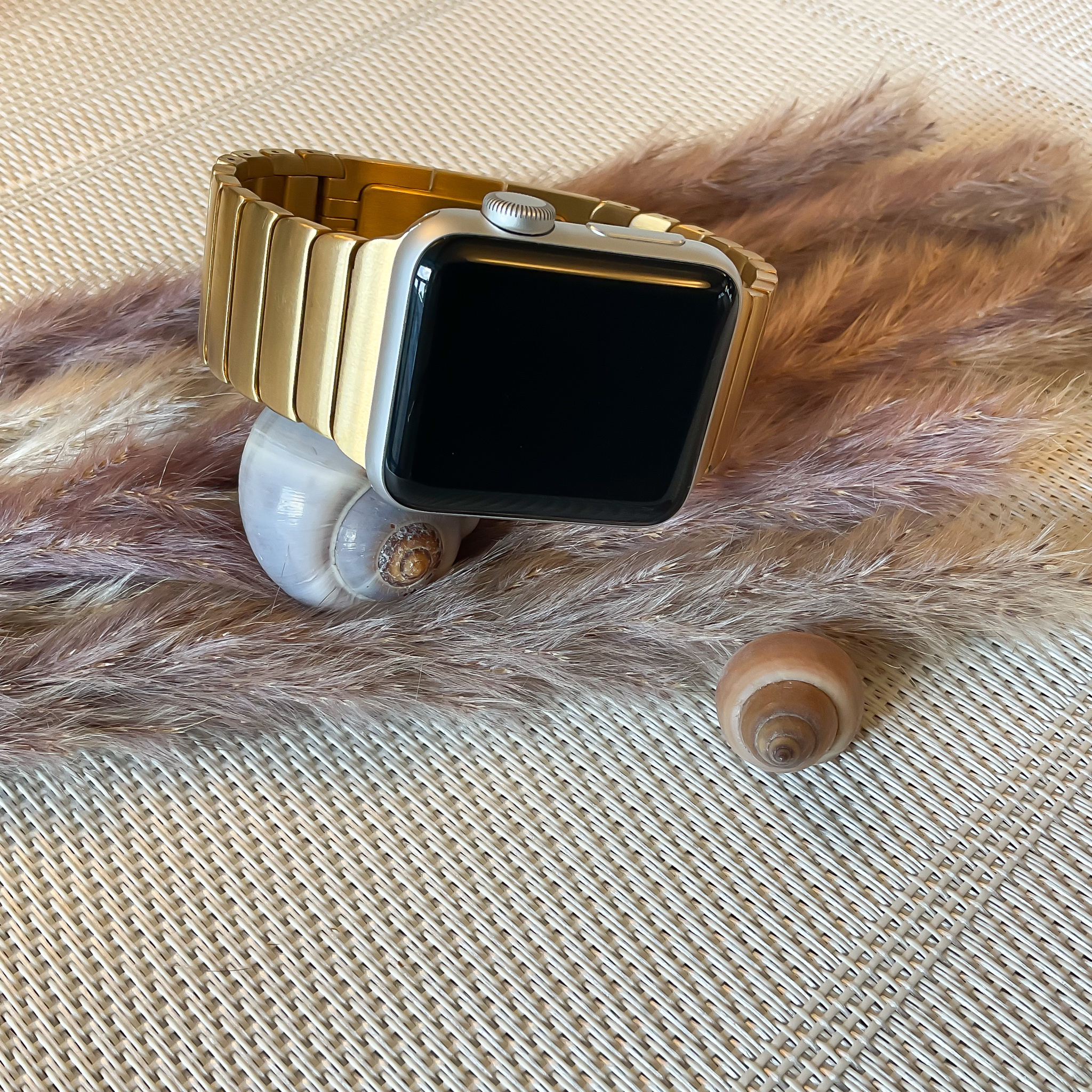 Bracelet acier maillons Apple Watch - or