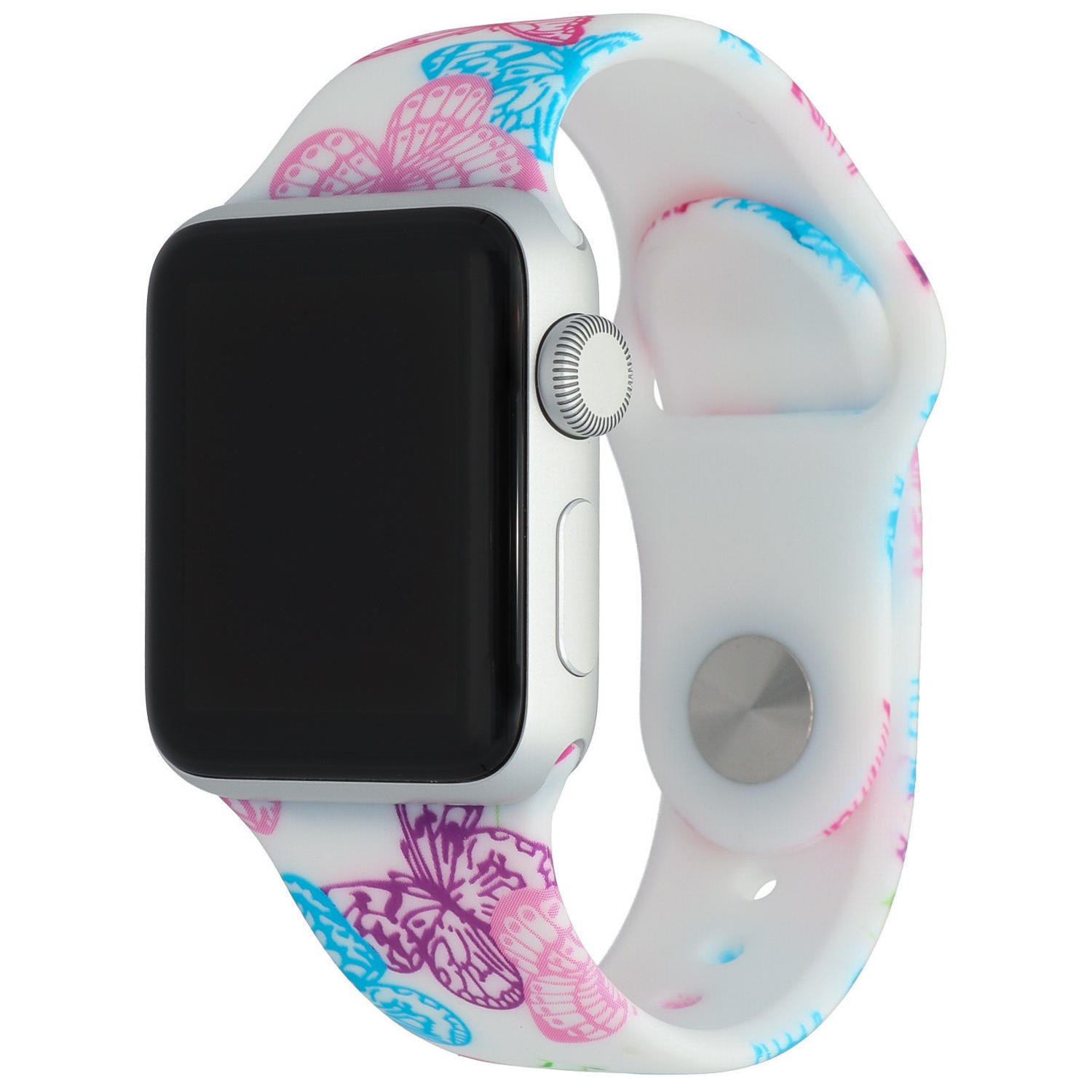 Bracelet sport imprimé Apple Watch - rose papillon