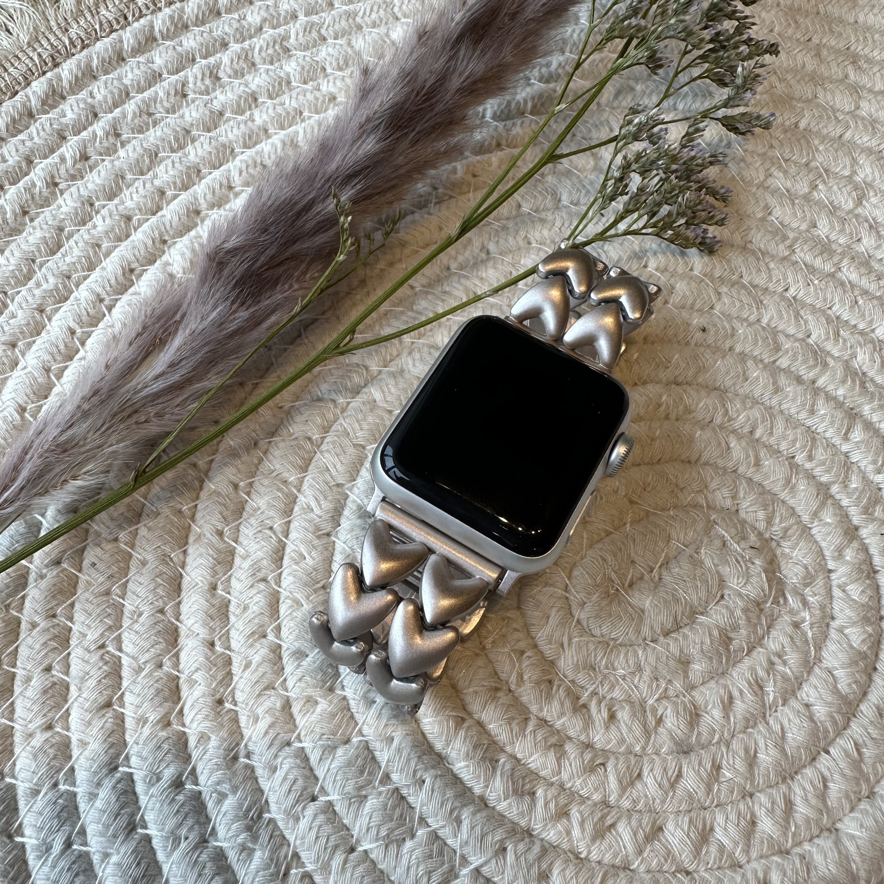 Bracelet à maillons en acier cœur Apple Watch - lumière stellaire