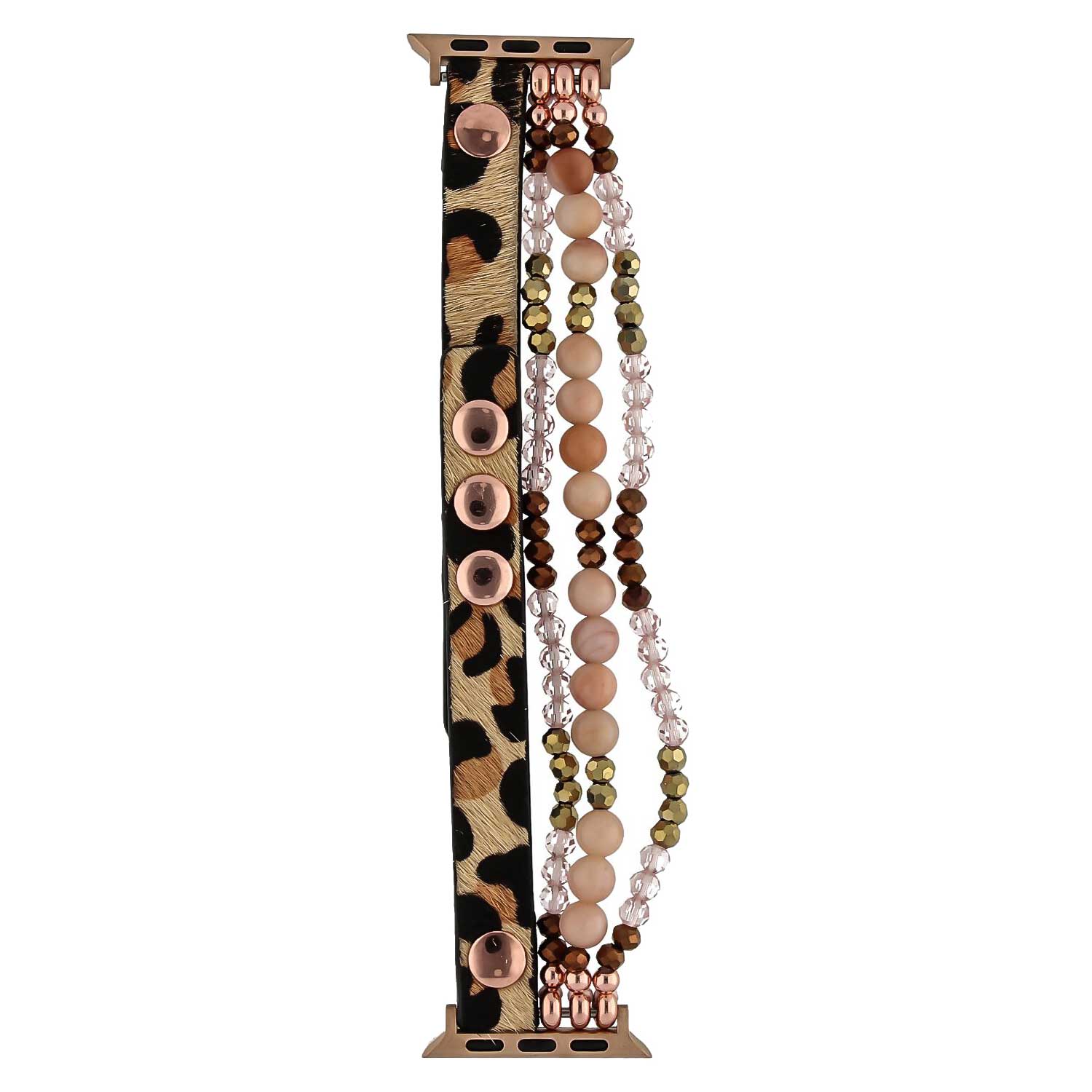 Bracelet en cuir bijoux Apple Watch - or rose léopard