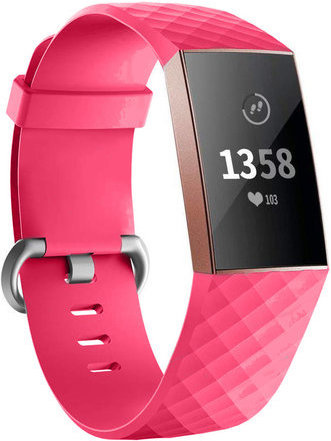 Bracelet sport gaufré Fitbit Charge 3 & 4 - rose rouge