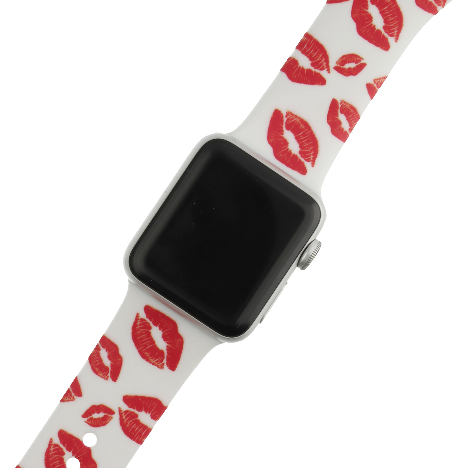 Bracelet sport imprimé Apple Watch - imprimé bisous blanc