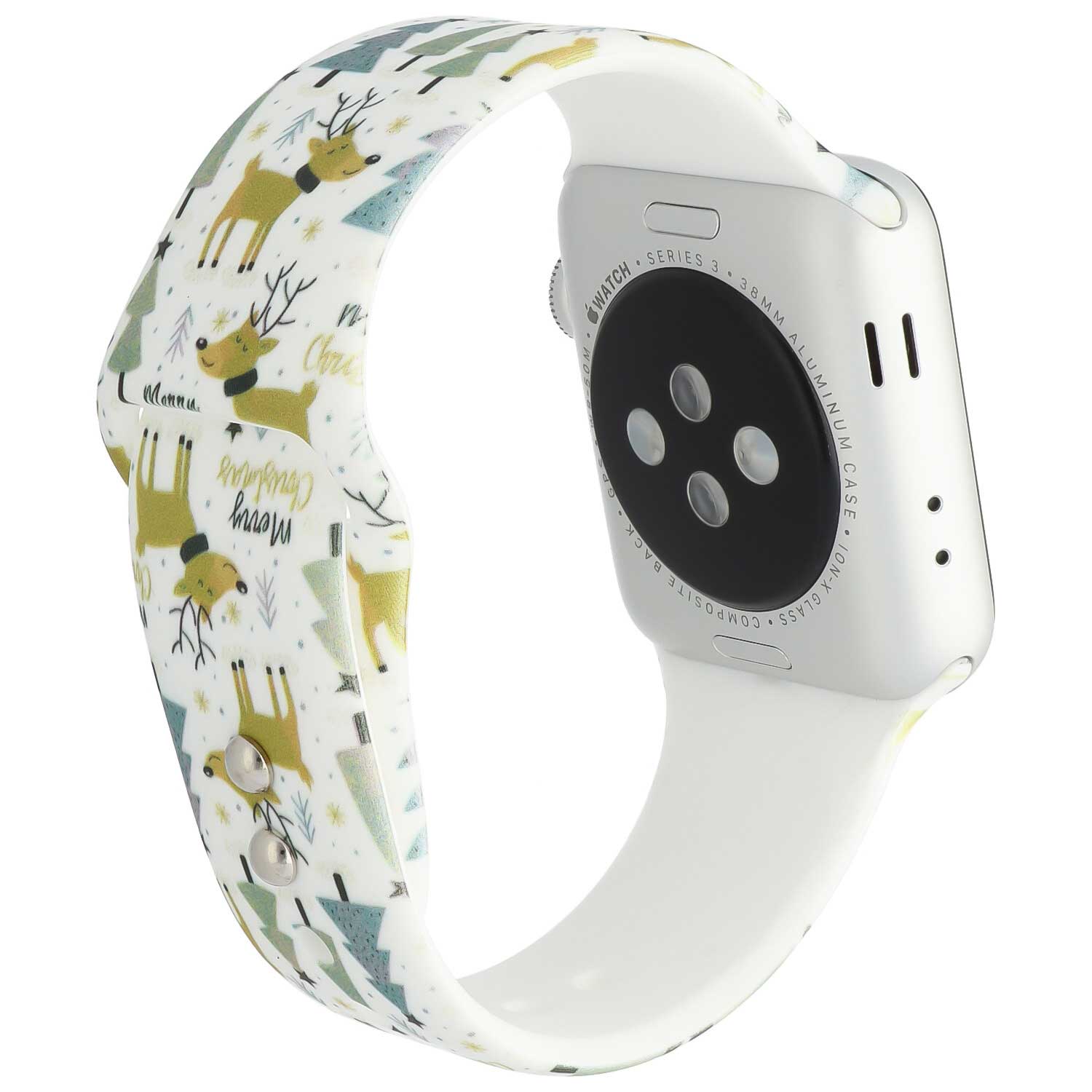 Bracelet sport imprimé Apple Watch - arbre de Noël blanc