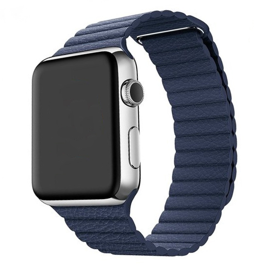 Bracelet en cuir nervure Apple Watch - bleu