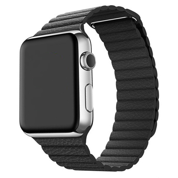 Bracelet en cuir nervure Apple Watch - noir