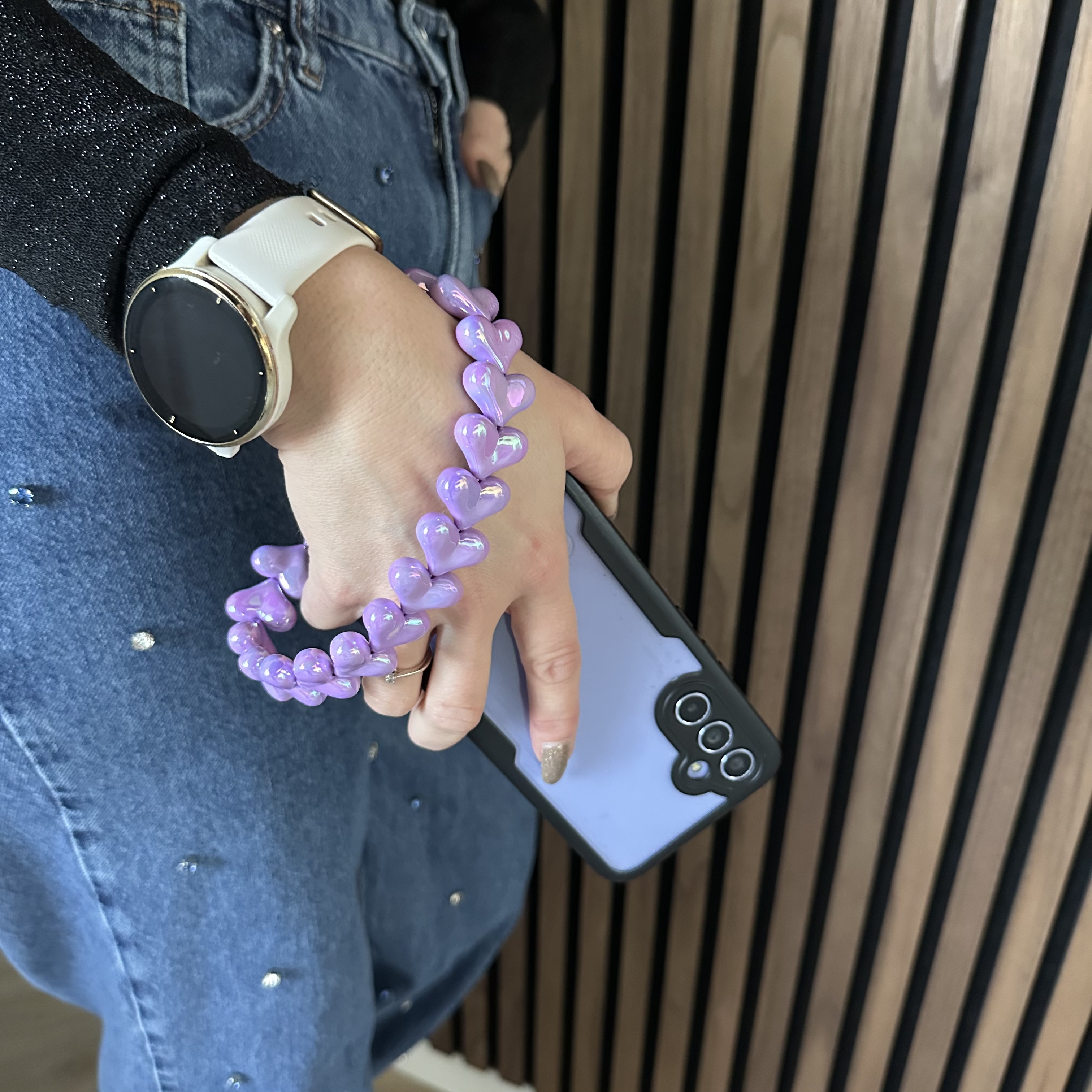 Cordon Téléphone Heart - violet brillant - argent