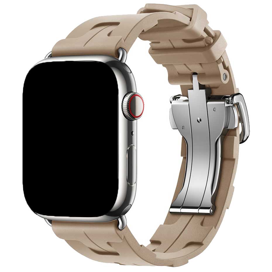 Bracelet sport Hermès simple tour kilim Apple Watch - noyer