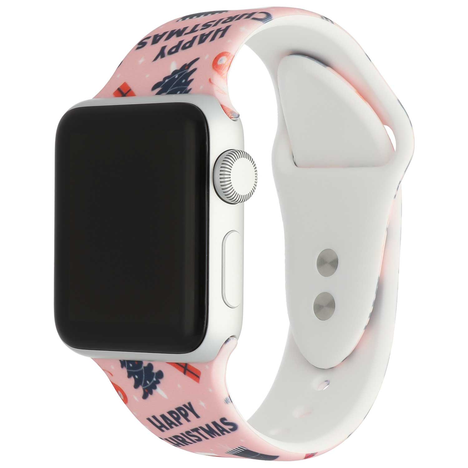 Bracelet sport imprimé Apple Watch - rose de Noël