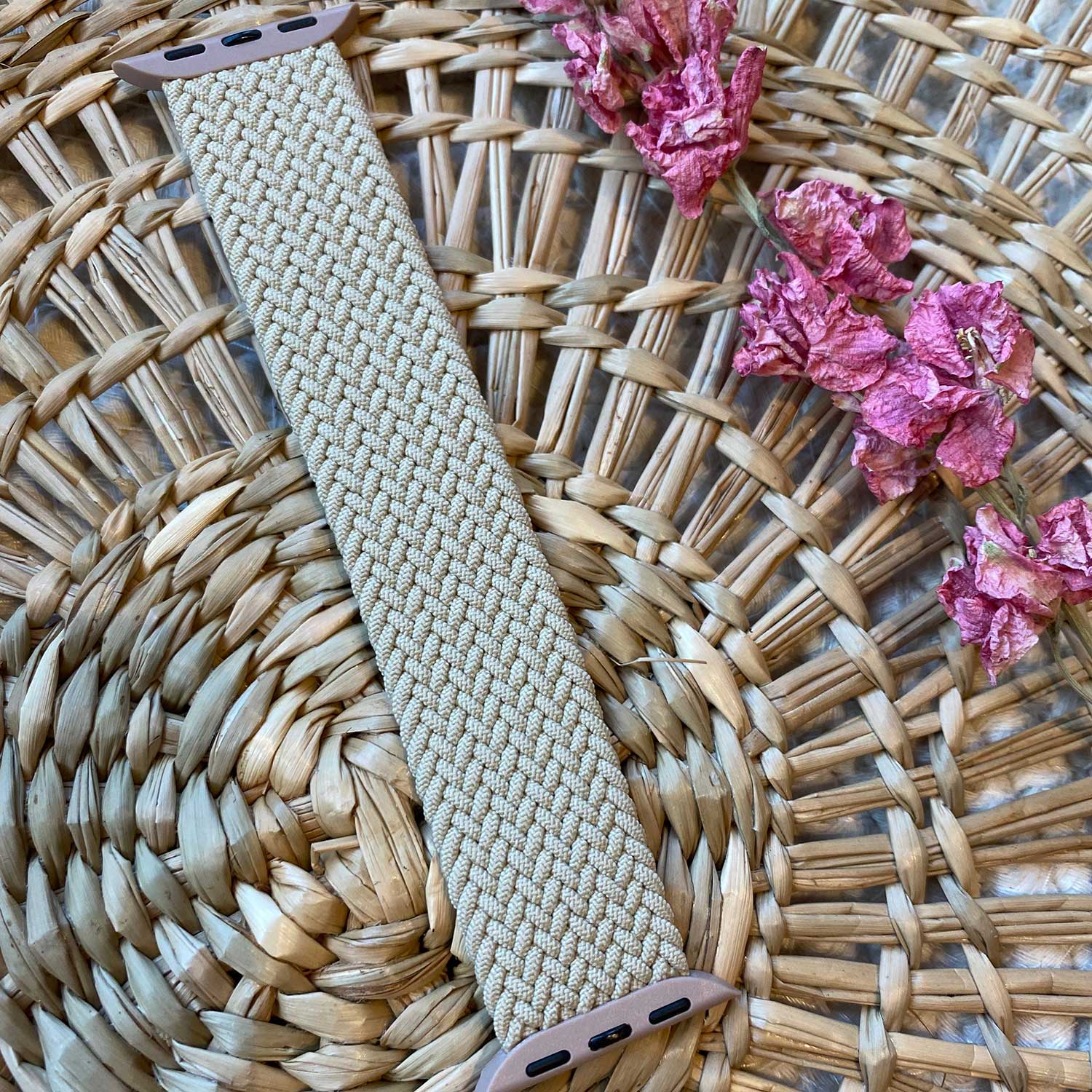 Bracelet nylon Boucle unique tressé Apple Watch - beige