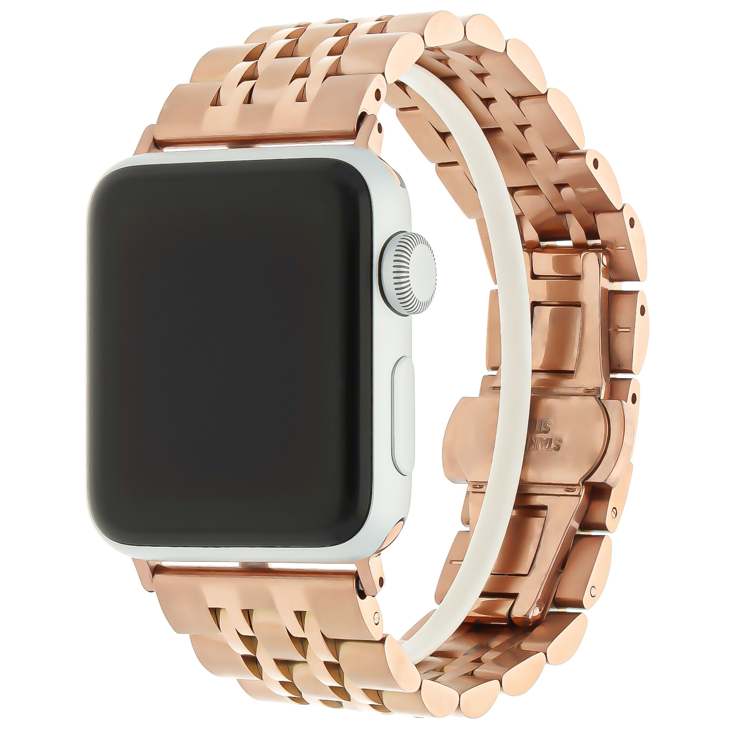 Bracelet acier inoxydable Apple Watch - or rose