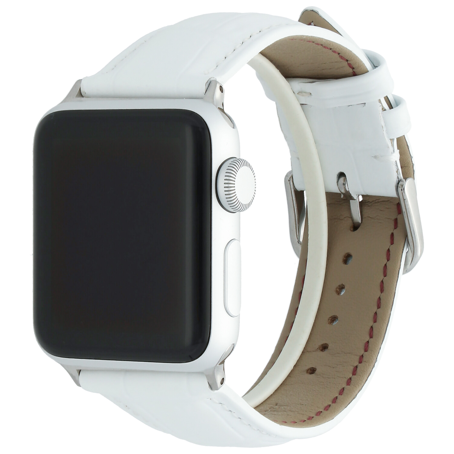 Bracelet en cuir crocodile Apple Watch - blanc