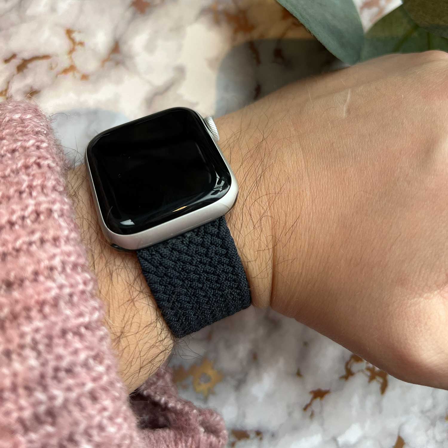 Bracelet nylon Boucle unique tressé Apple Watch - charbon