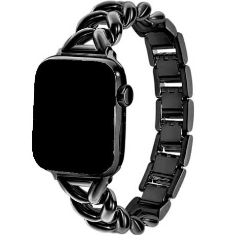 Bracelet à maillons en acier cœur Apple Watch - Lisa noir