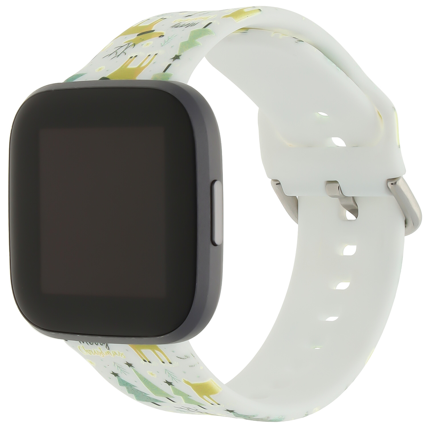Bracelet sport imprimé Fitbit Versa - arbre de Noël blanc