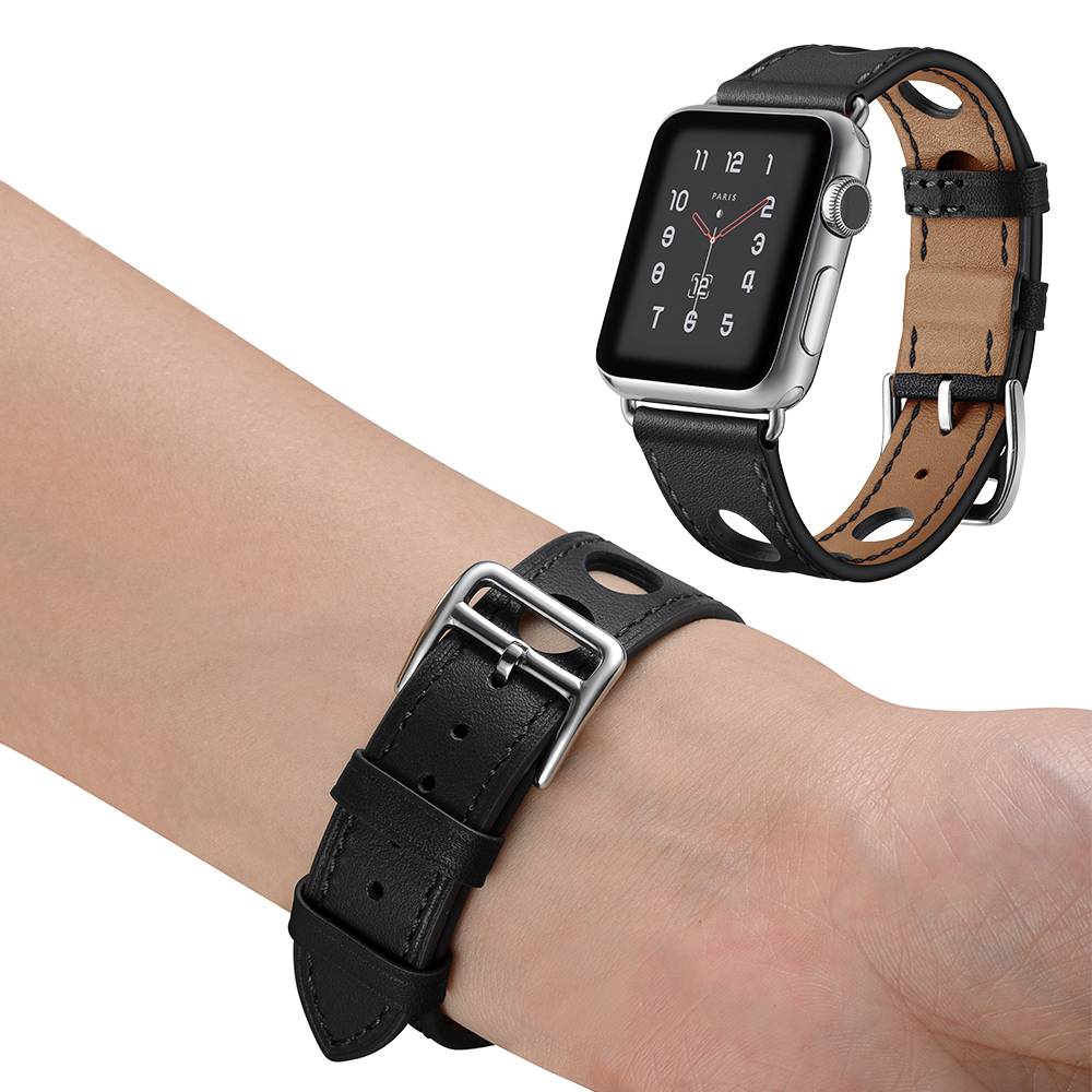 Bracelet en cuir Hermès Apple Watch - noir
