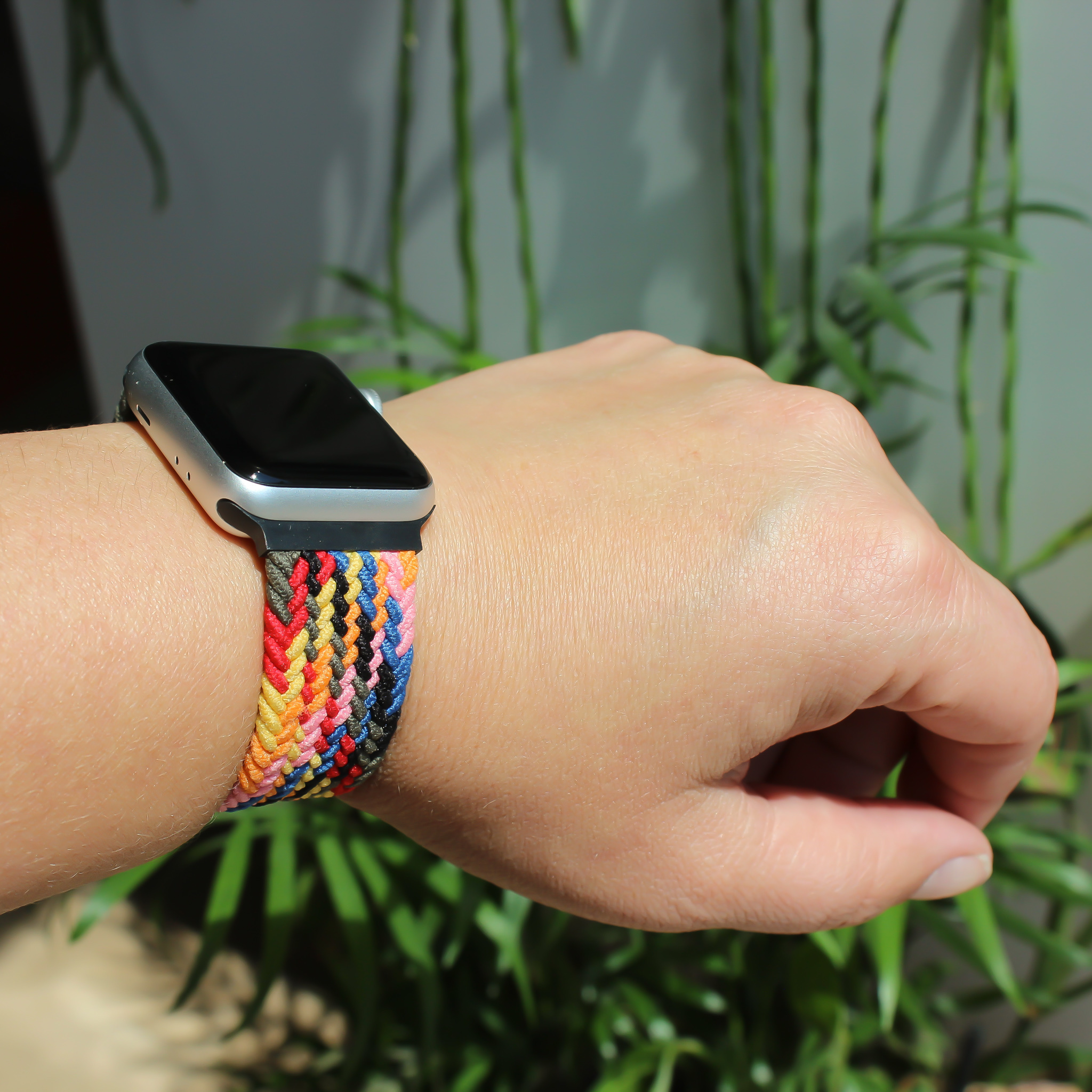 Bracelet nylon Boucle unique tressé Apple Watch - rose coloré