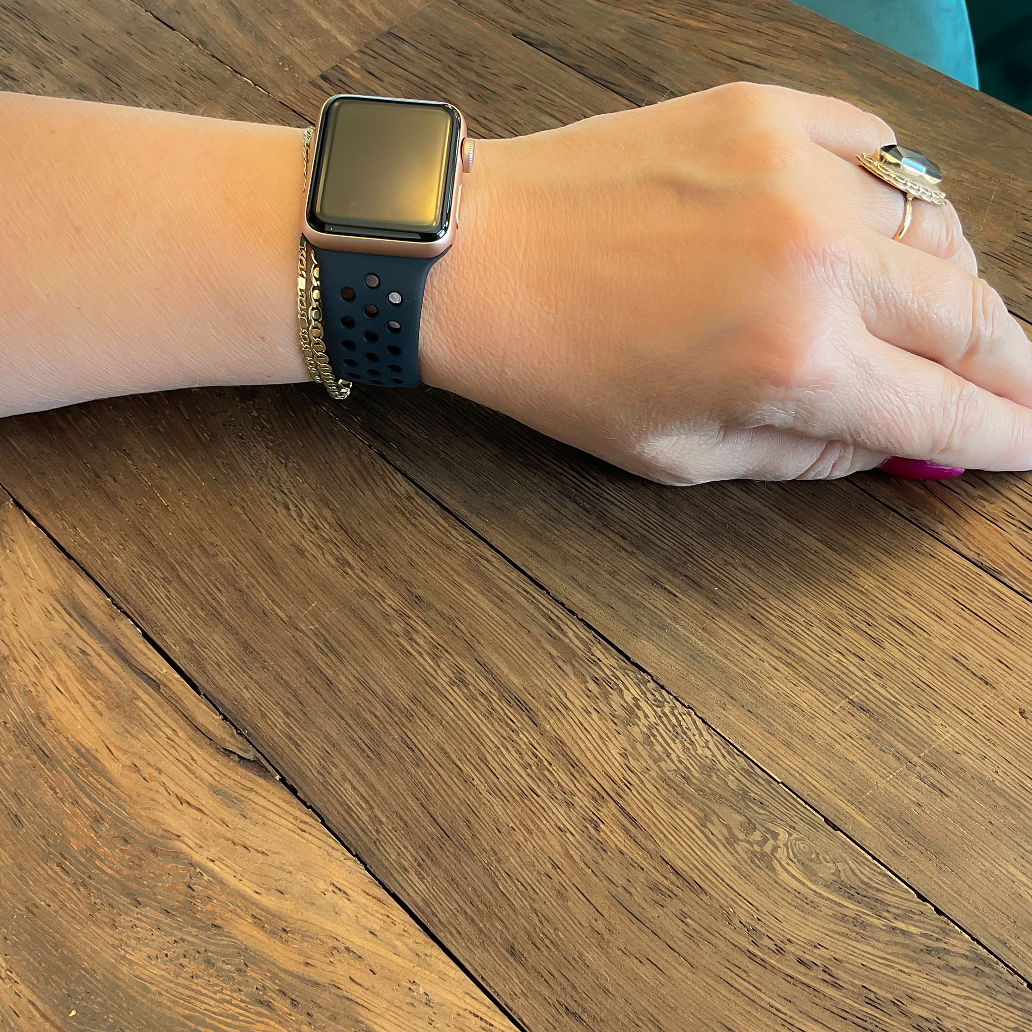 Bracelet sport double Apple Watch - bleu nuit noir