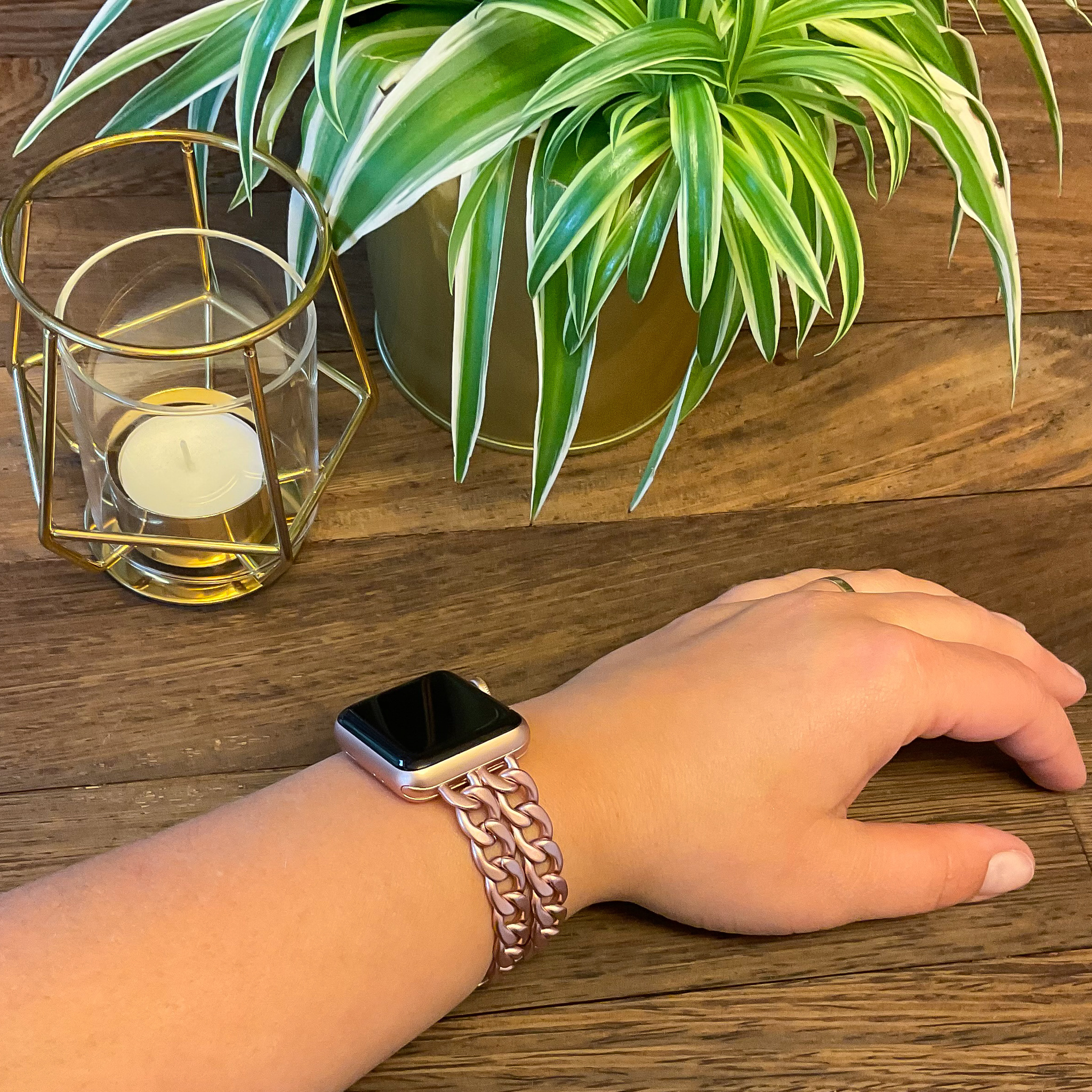 Bracelet acier cow-boy Apple Watch - rose rouge