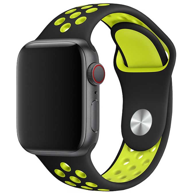 Bracelet sport double Apple Watch - noir jaune