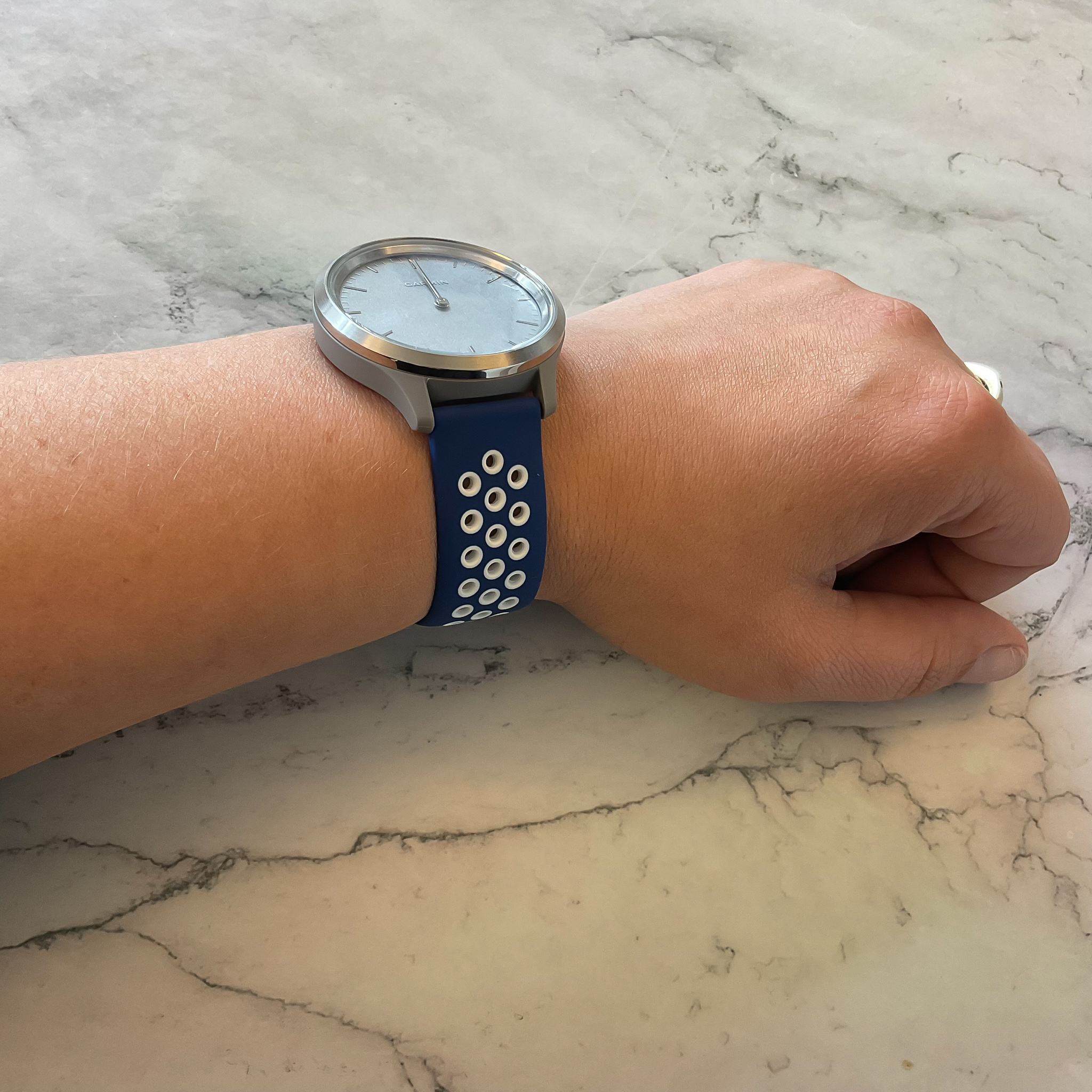 Bracelet sport double Garmin Vivoactive / Vivomove - bleu blanc