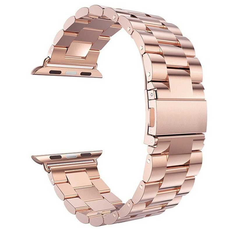Bracelet acier perles Apple Watch - or rose