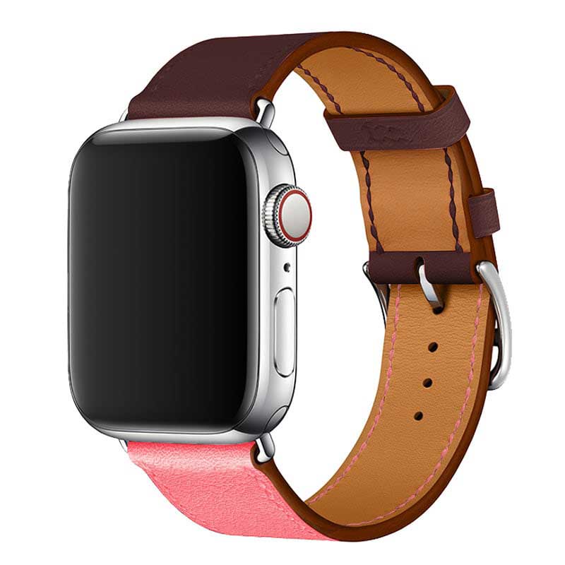 Bracelet en cuir simple tour Apple Watch - rose mauve
