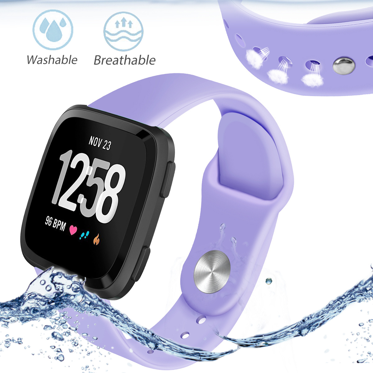 Bracelet sport en silicone Fitbit Versa - violet clair