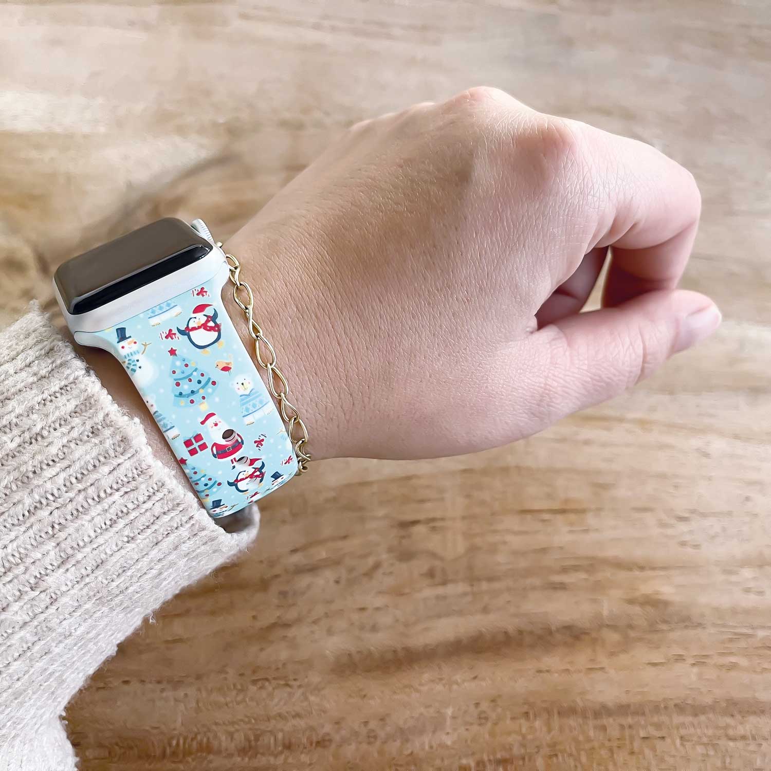 Bracelet sport imprimé Apple Watch - vert Noël