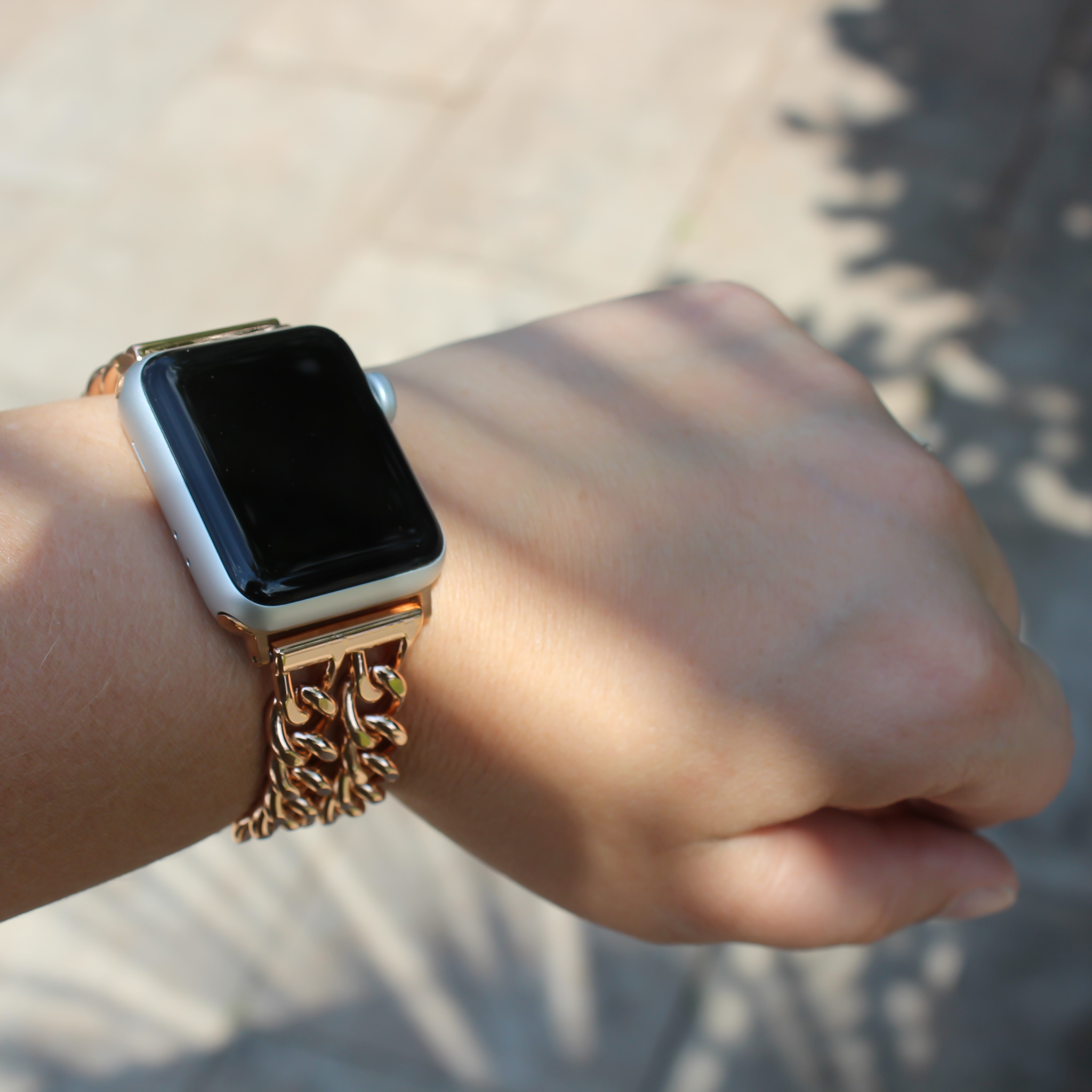 Bracelet acier cow-boy Apple Watch - or rose