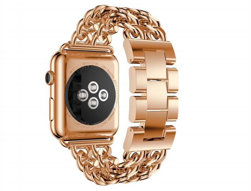 Bracelet acier cow-boy Apple Watch - or rose