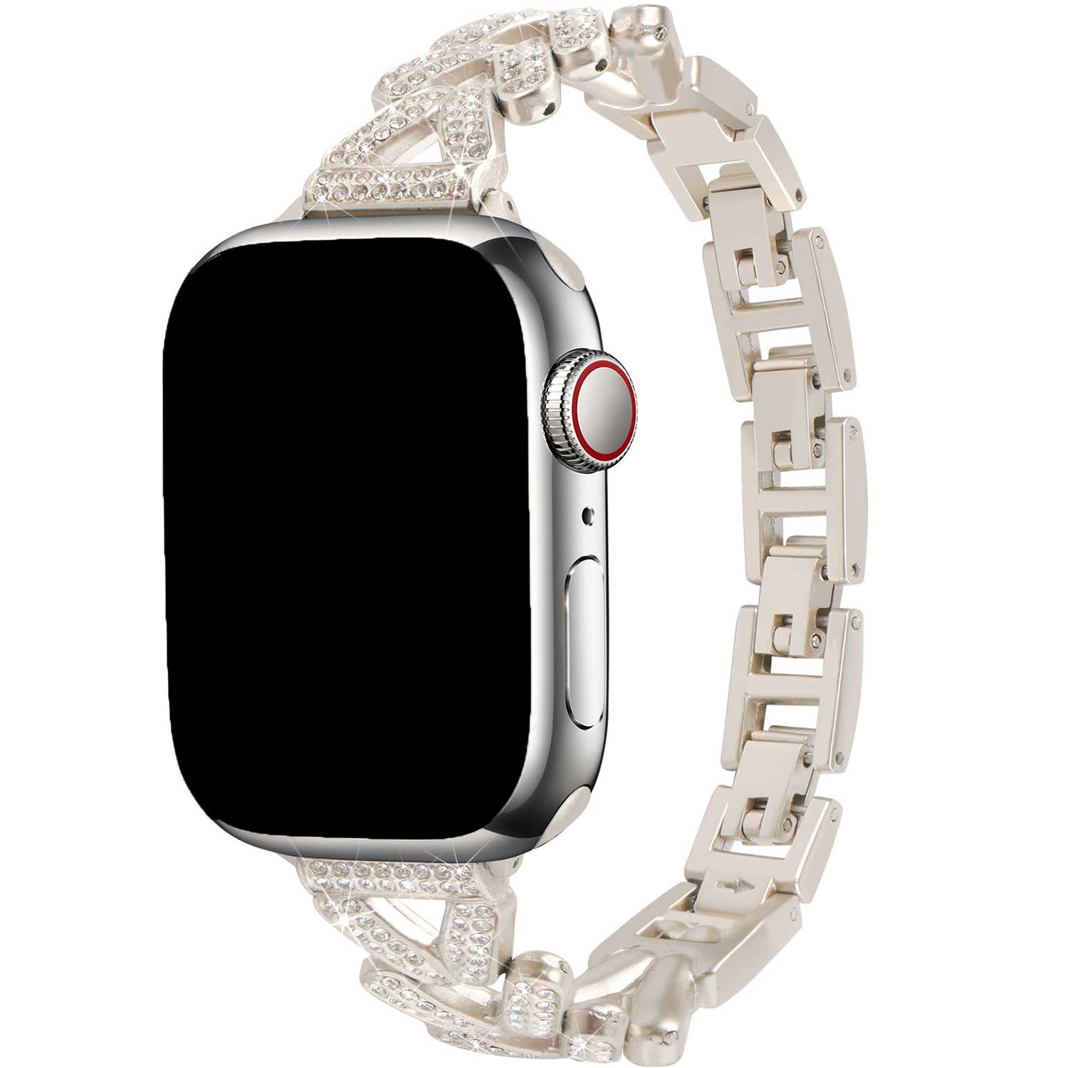 Bracelet à maillons en acier cœur Apple Watch - Faye lumière stellaire