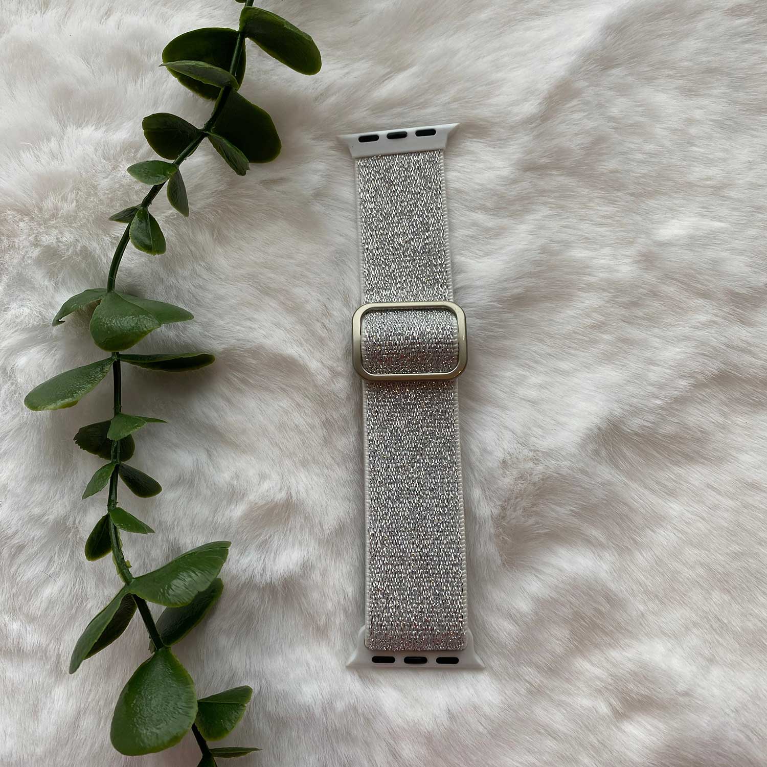 Bracelet nylon solo Apple Watch - blanc pailleté