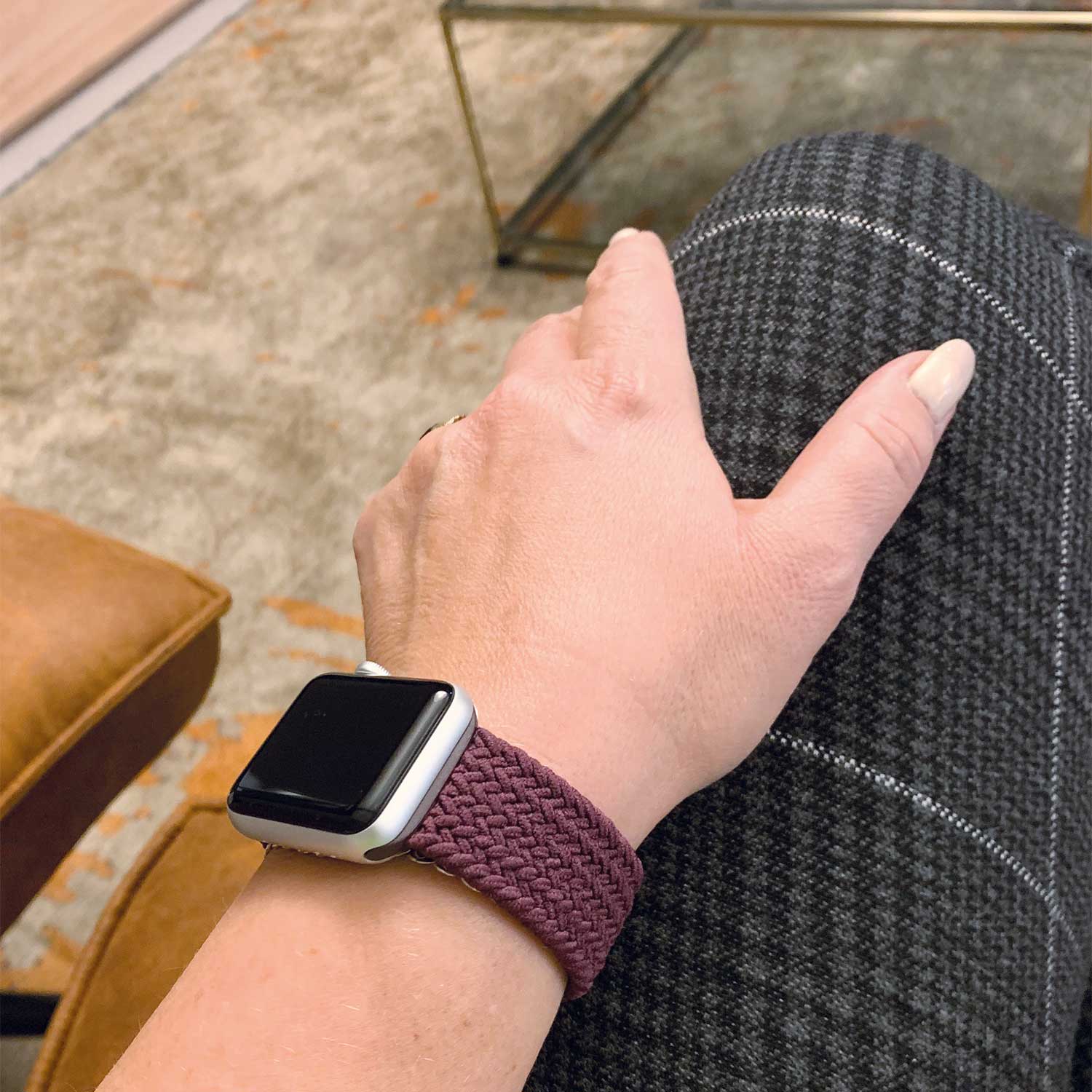 Bracelet nylon Boucle unique tressé Apple Watch - cerise