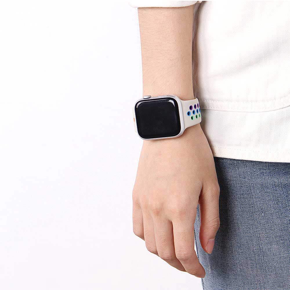 Bracelet sport double Apple Watch - blanc antique coloré