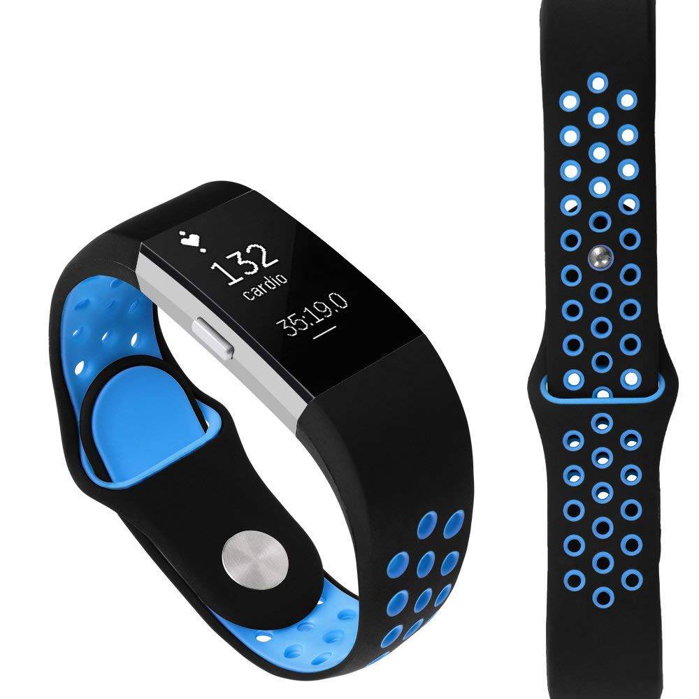 Bracelet sport double Fitbit Charge 2 - noir bleu