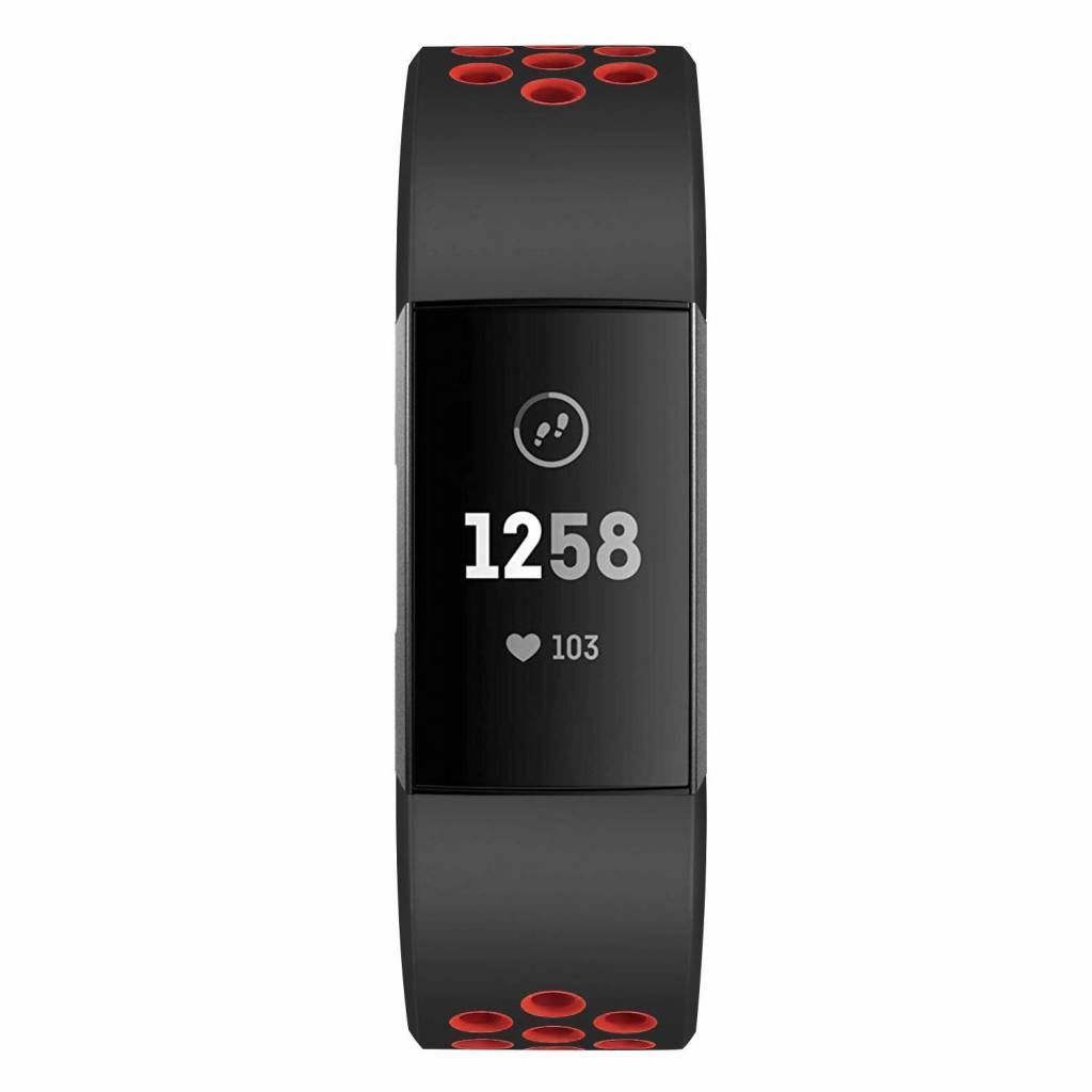 Bracelet sport double Fitbit Charge 3 & 4 - noir rouge