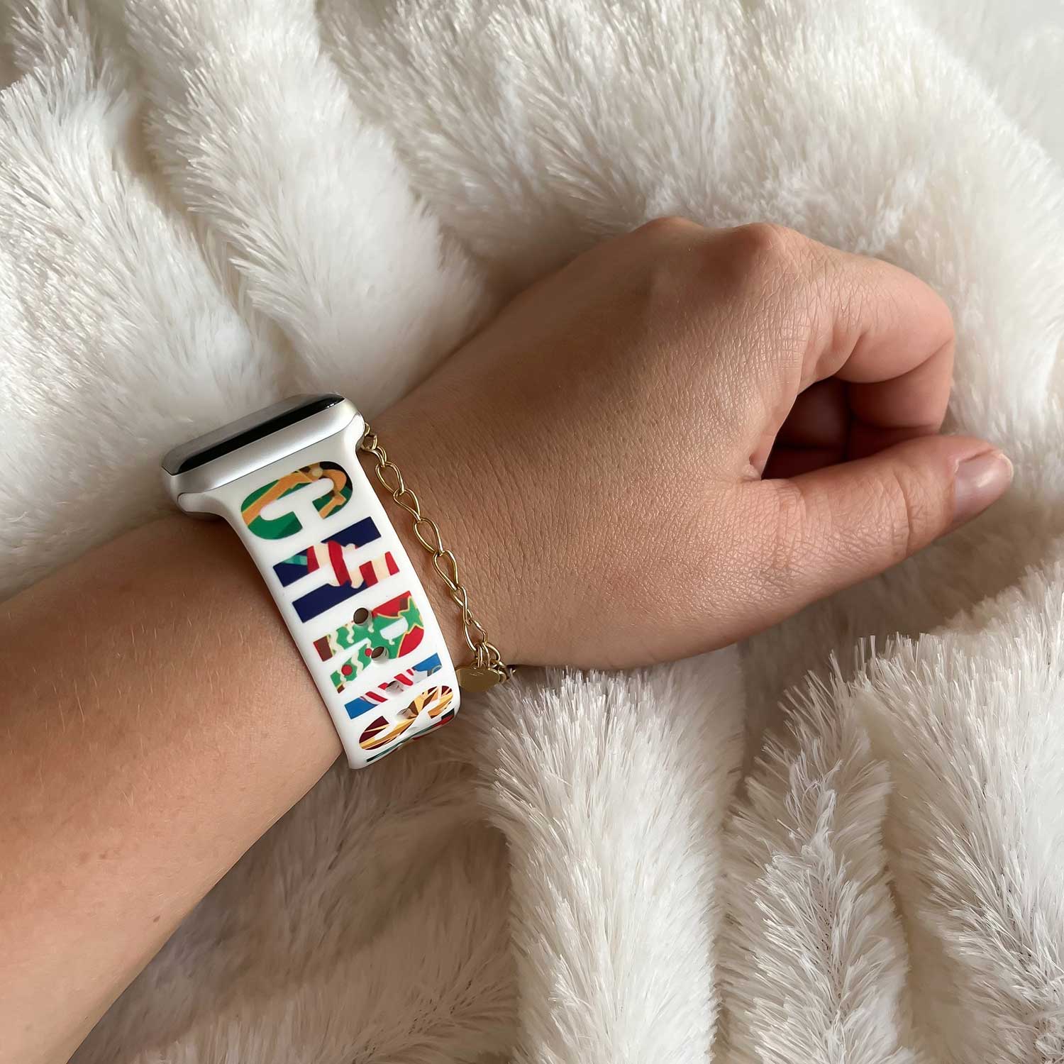 Bracelet sport imprimé Apple Watch - christmas merry christmas