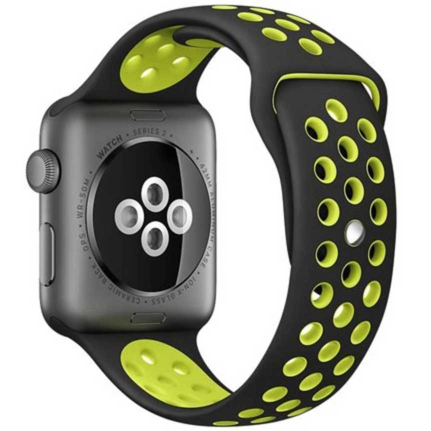 Bracelet sport double Apple Watch - noir jaune