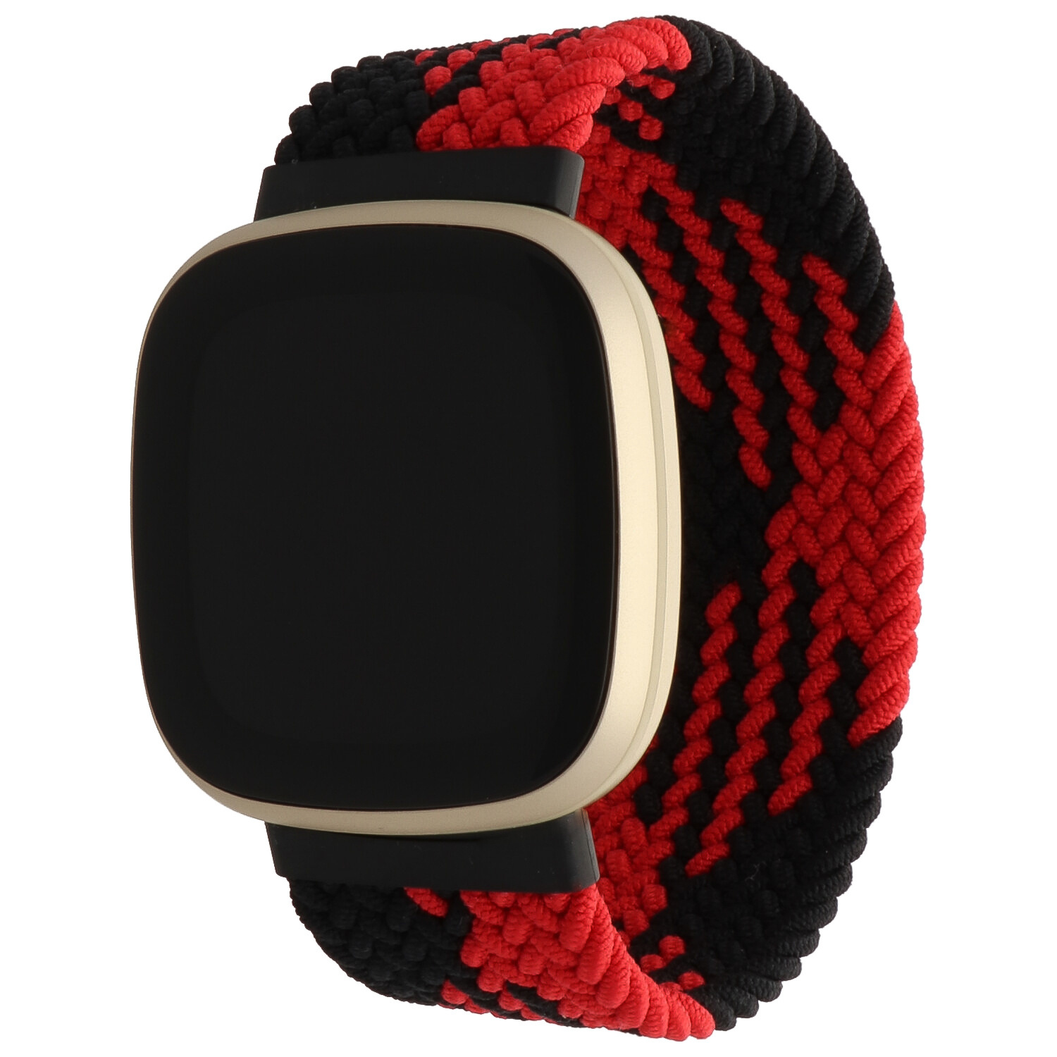 Bracelet nylon Boucle unique tressé Fitbit Versa 3 / Sense - rouge noir