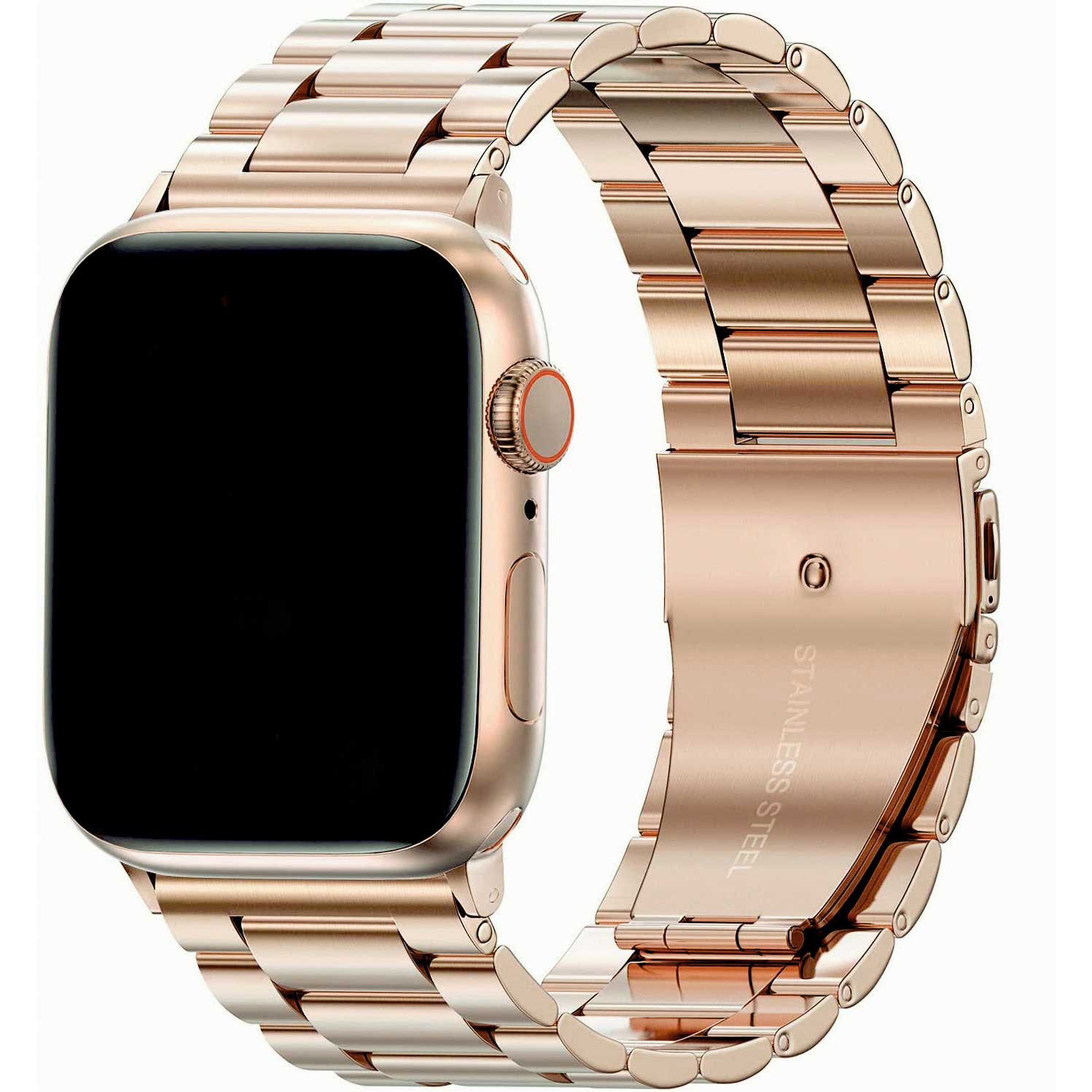 Bracelet acier perles Apple Watch - or rose