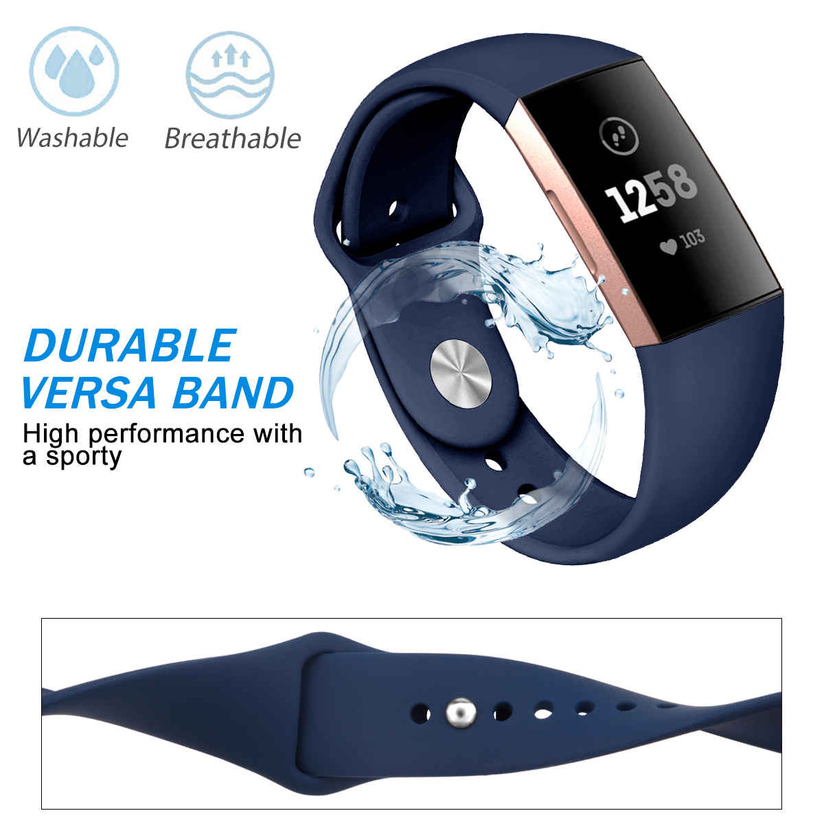 Bracelet sport Fitbit Charge 3 & 4 - bleu foncé